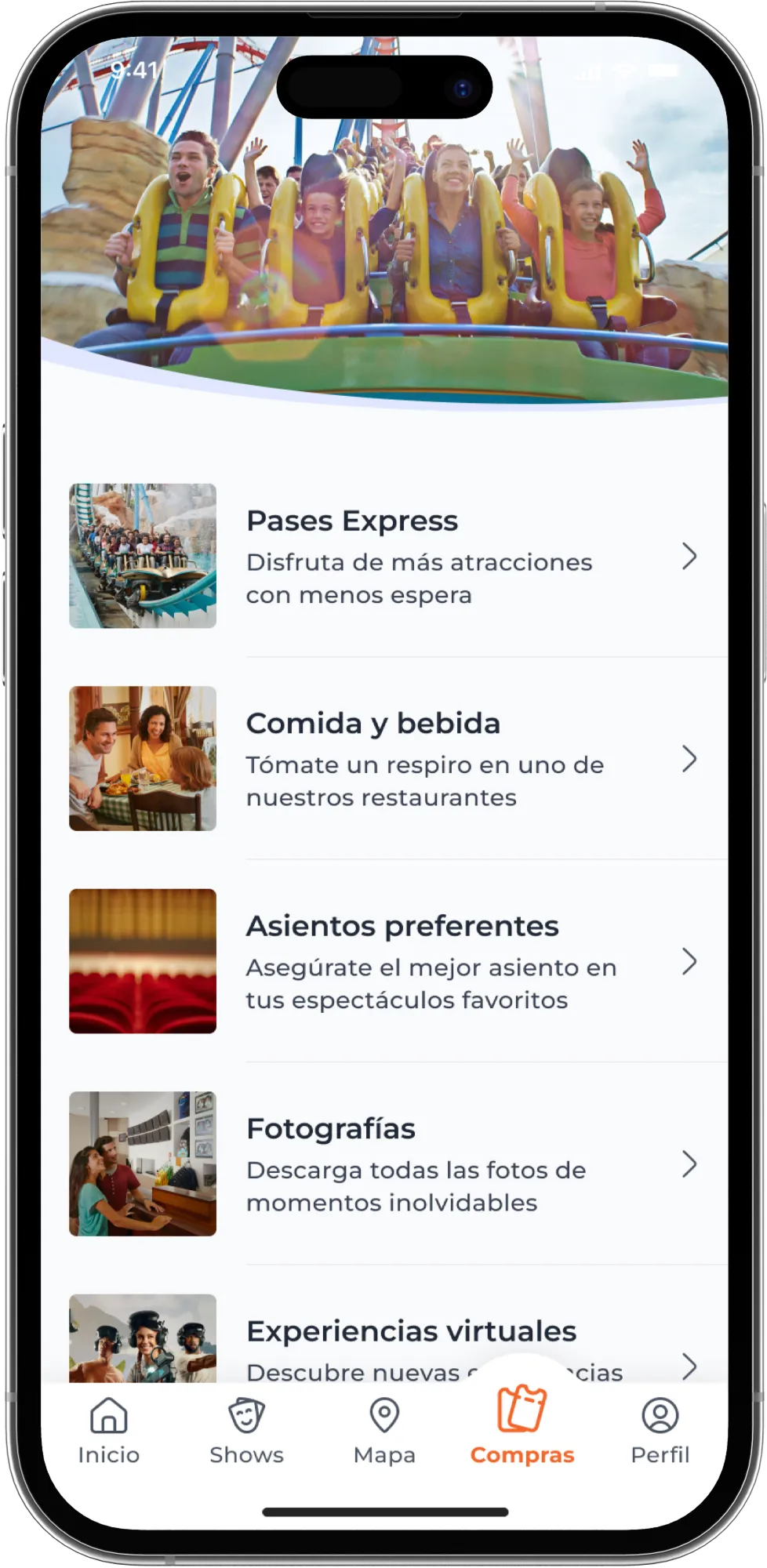 Shopping page, version B: one Food & Beverage entry
