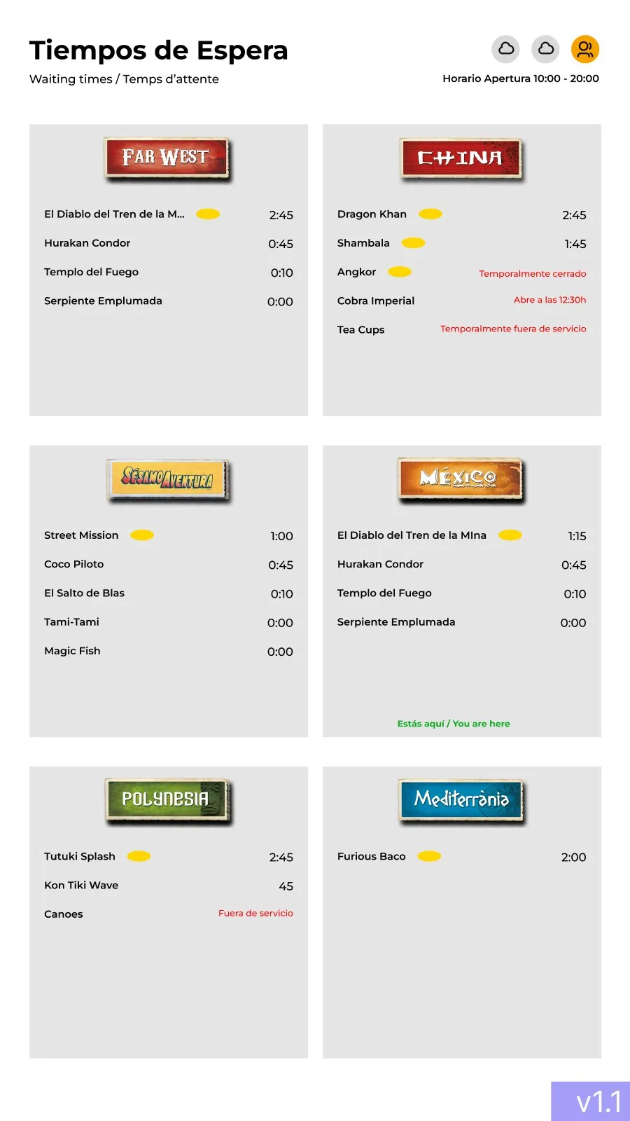 First version: only the major rides